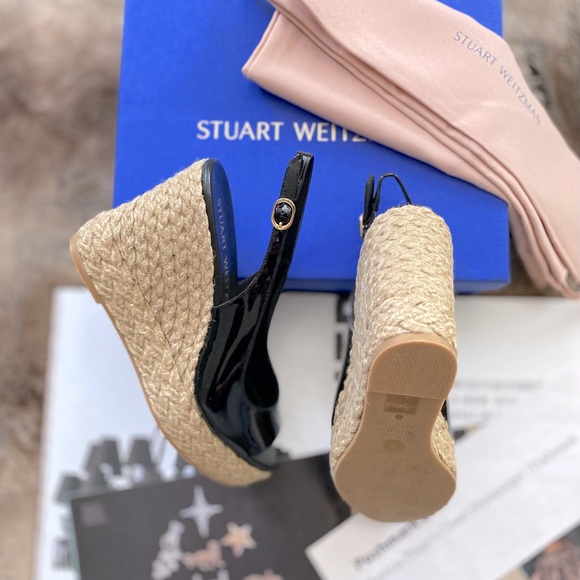 Stuart Weitzman Peep Toe Espadrille Wedge Platform Pumps - Picture 14 of 16